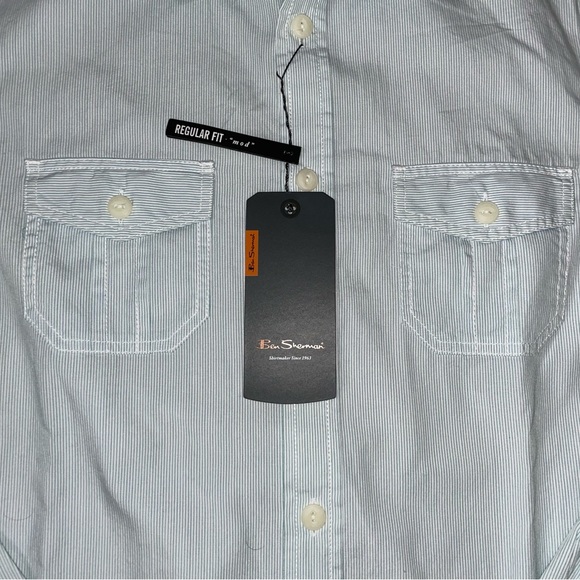 Ben Sherman Light Blue Stripe Button-Up Shirt - Size Small - Picture 8 of 11